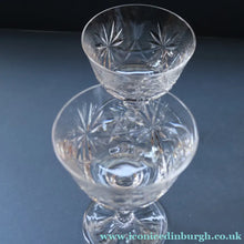 Load image into Gallery viewer, EDINBURGH CRYSTAL. Set of FOUR Champagne Coupes / Tall Sherbet Glasses. STAR OF EDINBURGH Pattern: 5 1/8 inches 

