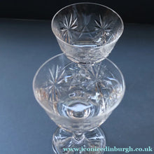 Load image into Gallery viewer, EDINBURGH CRYSTAL. Set of FOUR Champagne Coupes / Tall Sherbet Glasses. STAR OF EDINBURGH Pattern: 5 1/8 inches 


