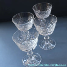 Load image into Gallery viewer, EDINBURGH CRYSTAL. Set of FOUR Champagne Coupes / Tall Sherbet Glasses. STAR OF EDINBURGH Pattern: 5 1/8 inches 

