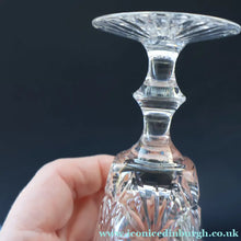 Load image into Gallery viewer, EDINBURGH CRYSTAL. Set of NINE Matching Sherry Glasses. STAR OF EDINBURGHPattern. 4 1/2 inches
