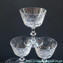 Load image into Gallery viewer, EDINBURGH CRYSTAL. Set of SIX Champagne Coupes / Tall Sherbet Glasses. STAR OF EDINBURGH Pattern: 5 1/8 inches
