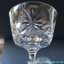 Load image into Gallery viewer, EDINBURGH CRYSTAL. Set of SIX Champagne Coupes / Tall Sherbet Glasses. STAR OF EDINBURGH Pattern: 5 1/8 inches
