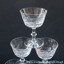Load image into Gallery viewer, EDINBURGH CRYSTAL. Set of SIX Champagne Coupes / Tall Sherbet Glasses. STAR OF EDINBURGH Pattern: 5 1/8 inches
