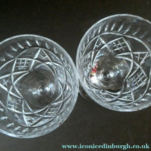 Load image into Gallery viewer, Edinburgh Crystal Set of Six Small Sherry or Liqueur Glasses. 4 inches high
