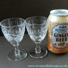 Load image into Gallery viewer, Edinburgh Crystal Set of Six Small Sherry or Liqueur Glasses. 4 inches high
