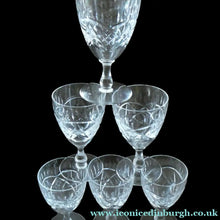 Load image into Gallery viewer, Edinburgh Crystal Set of Six Small Sherry or Liqueur Glasses. 4 inches high
