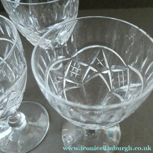 Load image into Gallery viewer, Edinburgh Crystal Set of Six Small Sherry or Liqueur Glasses. 4 inches high

