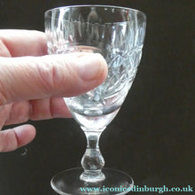 Load image into Gallery viewer, Edinburgh Crystal Set of Six Small Sherry or Liqueur Glasses. 4 inches high
