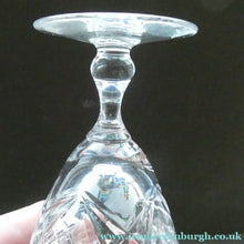 Load image into Gallery viewer, Edinburgh Crystal Set of Six Small Sherry or Liqueur Glasses. 4 inches high - VINTAGE CRYSTAL GLASSES
