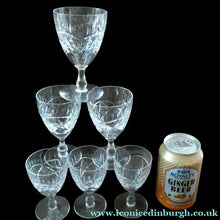 Load image into Gallery viewer, Edinburgh Crystal Set of Six Small Sherry or Liqueur Glasses. 4 inches high
