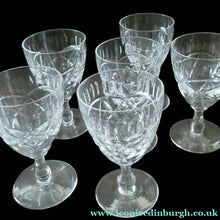 Load image into Gallery viewer, Edinburgh Crystal Set of Six Small Sherry or Liqueur Glasses. 4 inches high
