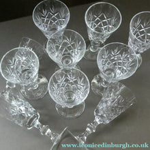 Load image into Gallery viewer, EDINBURGH CRYSTAL. Set of TEN Matching SHERRY or CLARET Glasses 5 1/4 inches in height
