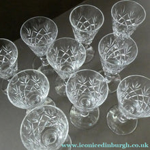 Load image into Gallery viewer, EDINBURGH CRYSTAL. Set of TEN Matching SHERRY or CLARET Glasses 5 1/4 inches in height
