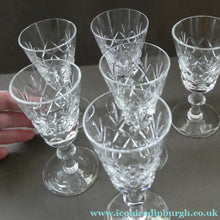 Load image into Gallery viewer, EDINBURGH CRYSTAL. Set of TEN Matching SHERRY or CLARET Glasses 5 1/4 inches in height
