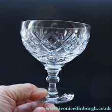 Load image into Gallery viewer, Vintage EDINBURGH CRYSTAL Seven Champagne Coupes / Sorbet Dishes with Stylish &amp; Rarer LOCHIEL Pattern. 3 3/4 inches
