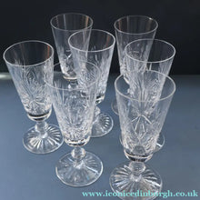 Load image into Gallery viewer, JOB LOT: Vintage Edinburgh Crystal CHAMPAGNE FLUTES. STAR OF EDINBURGH Pattern. Set of SEVEN: 6 1/4 inches
