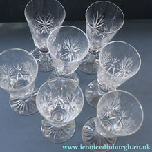 Load image into Gallery viewer, JOB LOT: Vintage Edinburgh Crystal CHAMPAGNE FLUTES. STAR OF EDINBURGH Pattern. Set of SEVEN: 6 1/4 inches
