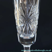Load image into Gallery viewer, JOB LOT: Vintage Edinburgh Crystal CHAMPAGNE FLUTES. STAR OF EDINBURGH Pattern. Set of SEVEN: 6 1/4 inches
