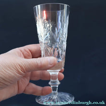 Load image into Gallery viewer, JOB LOT: Vintage Edinburgh Crystal CHAMPAGNE FLUTES. STAR OF EDINBURGH Pattern. Set of SEVEN: 6 1/4 inches
