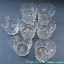 Load image into Gallery viewer, JOB LOT. Vintage Edinburgh Crystal Smaller Whisky Tumblers (Total of Seven). STAR OF EDINBURGH. 3 inches
