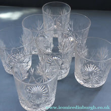 Load image into Gallery viewer, JOB LOT. Vintage Edinburgh Crystal Smaller Whisky Tumblers (Total of Seven). STAR OF EDINBURGH. 3 inches
