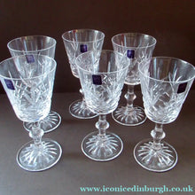 Load image into Gallery viewer, Boxed Set of Six Edinburgh Crystal Goblets. 1980s Lomond Pattern
