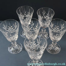 Load image into Gallery viewer, Vintage BOXED SET of SIX Edinburgh Crystal Goblets. LOMOND PATTERN (Square Bowl). 6 1/8 inches
