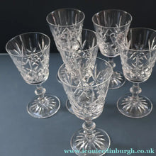 Load image into Gallery viewer, Vintage BOXED SET of SIX Edinburgh Crystal Goblets. LOMOND PATTERN (Square Bowl). 6 1/8 inches
