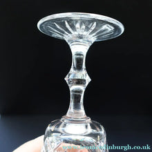 Load image into Gallery viewer, Edinburgh Crystal. Six Claret Wine Glasses. Lomond Pattern (Square Bowl). 6 1/8 inches Boxed - VINTAGE CRYSTAL GLASSES
