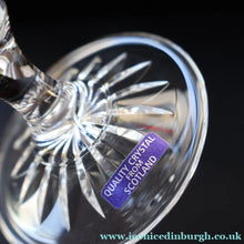 Load image into Gallery viewer, Edinburgh Crystal. Six Claret Wine Glasses. Lomond Pattern (Square Bowl). 6 1/8 inches Boxed - VINTAGE CRYSTAL GLASSES
