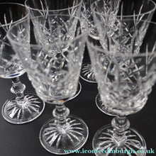 Load image into Gallery viewer, Vintage Six Edinburgh Crystal Goblets. Lomond Pattern (Square Bowl). 6 1/8 inches - VINTAGE CRYSTAL GLASSES
