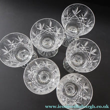 Load image into Gallery viewer, Vintage Six Edinburgh Crystal Goblets. Lomond Pattern (Square Bowl). 6 1/8 inches - VINTAGE CRYSTAL GLASSES
