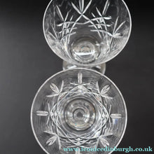 Load image into Gallery viewer, Vintage Six Edinburgh Crystal Goblets. Lomond Pattern (Square Bowl). 6 1/8 inches - VINTAGE CRYSTAL GLASSES
