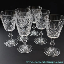 Load image into Gallery viewer, Vintage Six Edinburgh Crystal Goblets. Lomond Pattern (Square Bowl). 6 1/8 inches - VINTAGE CRYSTAL GLASSES
