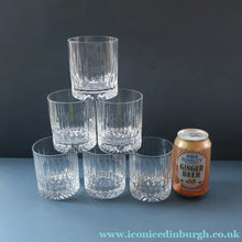 Load image into Gallery viewer, SIX LARGE: Vintage GLENEAGLES Edinburgh Crystal Double Old Fashioned Tumblers. Height: 3 5/48 inches (12 oz)
