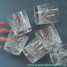Load image into Gallery viewer, SET OF SIX. Edinburgh Crystal Large Old Fashioned Whisky Tumblers. LOMOND PATTERN 3 1/4 inches
