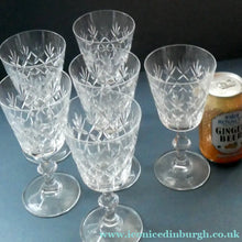 Load image into Gallery viewer, Set of Six Matching LARGE Edinburgh Crystal Wine Goblets: 6 3/4 inches (Unidentified Pattern)
