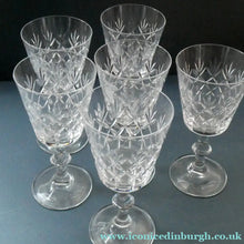 Load image into Gallery viewer, Set of Six Matching LARGE Edinburgh Crystal Wine Goblets: 6 3/4 inches (Unidentified Pattern)
