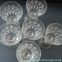 Load image into Gallery viewer, Set of Six Matching LARGE Edinburgh Crystal Wine Goblets: 6 3/4 inches (Unidentified Pattern)

