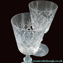 Load image into Gallery viewer, Set of Six Matching LARGE Edinburgh Crystal Wine Goblets: 6 3/4 inches (Unidentified Pattern)
