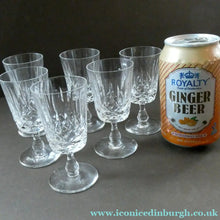 Load image into Gallery viewer, EDINBURGH CRYSTAL. Set of SIX Matching Sherry or Liqueur Glasses. Appin Pattern
