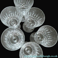 Load image into Gallery viewer, EDINBURGH CRYSTAL. Set of SIX Matching Sherry or Liqueur Glasses. Appin Pattern
