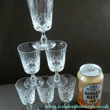 Load image into Gallery viewer, EDINBURGH CRYSTAL. Set of SIX Matching Sherry or Liqueur Glasses. Appin Pattern
