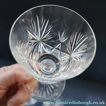 Load image into Gallery viewer, 
PAIR of Vintage 1960s Edinburgh Port or Sherry Glasses. STAR OF EDINBURGH Pattern. 5 inches 

