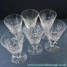 Load image into Gallery viewer, SIX Vintage 1960s Edinburgh Port or Sherry Glasses. STAR OF EDINBURGH Pattern. 5 inches
