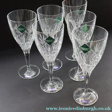 Load image into Gallery viewer, Edinburgh Crystal. Six Tall Sparkling White WineGlasses. Ayr Pattern. 7 3/8 inches - VINTAGE CRYSTAL GLASSES
