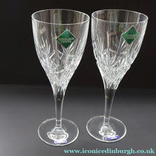 Load image into Gallery viewer, Edinburgh Crystal. Six Tall Sparkling White WineGlasses. Ayr Pattern. 7 3/8 inches - VINTAGE CRYSTAL GLASSES
