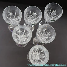 Load image into Gallery viewer, Edinburgh Crystal. Six Tall Sparkling White WineGlasses. Ayr Pattern. 7 3/8 inches - VINTAGE CRYSTAL GLASSES

