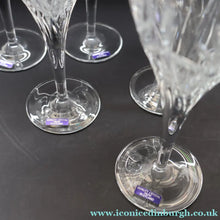 Load image into Gallery viewer, Edinburgh Crystal. Six Tall Sparkling White WineGlasses. Ayr Pattern. 7 3/8 inches - VINTAGE CRYSTAL GLASSES
