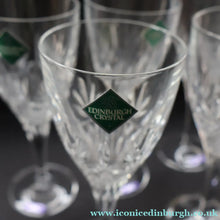 Load image into Gallery viewer, Edinburgh Crystal. Six Tall Sparkling White WineGlasses. Ayr Pattern. 7 3/8 inches - VINTAGE CRYSTAL GLASSES
